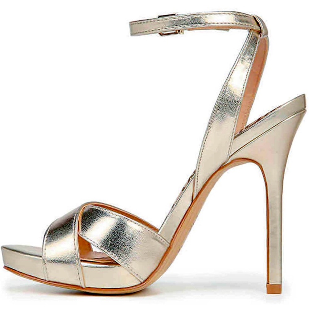 Sam Edelman Eliza Crome Metallic Gold Ankle Strap heels